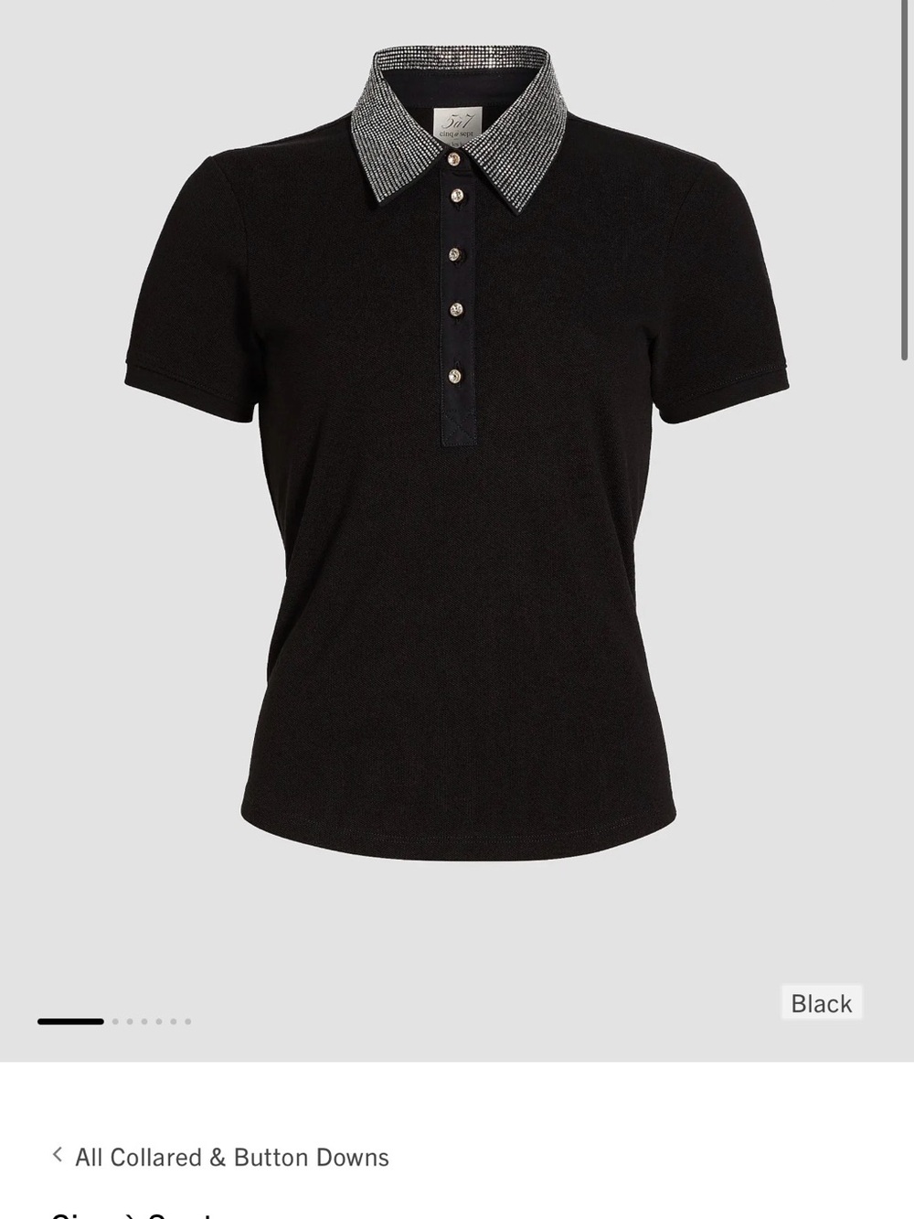 Black Short-Sleeve Polo with Contrast Collar